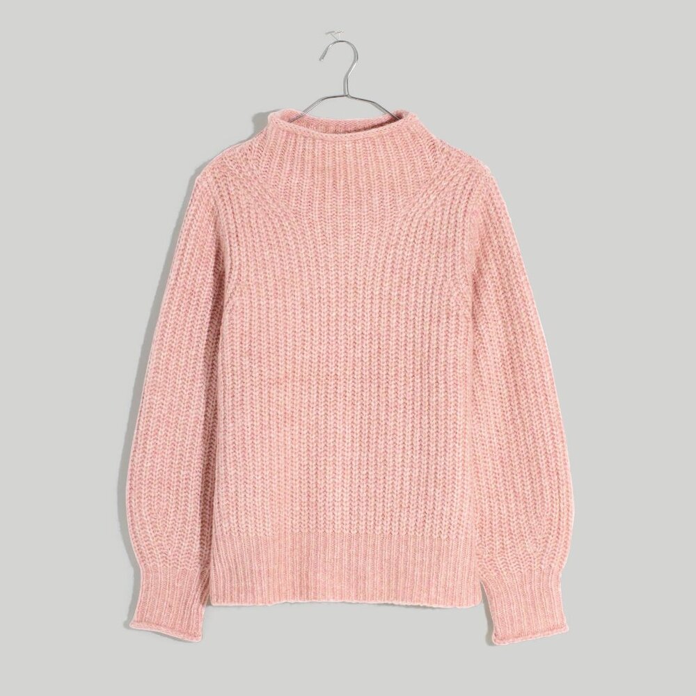 Madewell Loretto Mockneck Pullover Sweater Heather Blush Small